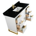 thumbnail image 3 of Fine Fixtures Opulence Collection 48 in. W x 20 in. D x 33 in. H Bathroom Vanity in White Matte with Black Marble Sintered Stone Sink - Satin Brass hardware, 3 of 7