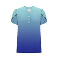 thumbnail image 6 of WREESH Women's Henley Shirt Fashion Casual Gradient Tops with Gradient Print Blouses Button Shirts for Short Sleeve V-Neck T-Shirts Blue, 6 of 6