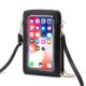 thumbnail image 1 of Bolso de hombro transparente para teléfono para mujer, Cartera de cuero Pu con pantalla táctil negra de 1 pieza, tarjetero para mujer con correa para el hombro y pulsera, 1 of 5