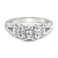 thumbnail image 3 of IGI Certified 1 Carat Princess Shape Lab Grown Diamond Engagement Ring | 14K White Gold | Bethany Three Stone Side Oval Diamond Ring | FG-VS1-VS2 Quality Friendly Diamonds, 3 of 6