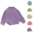 thumbnail image 2 of KAUOD Toddler Ribbed Knit Sweater Soft Stretchy Crochet Pullover Sweater Kids Boys Crew Neck Plain Sweatshirts Clothes, 2 of 7