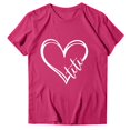 thumbnail image 4 of Hyknon Hauts pour Femmes Été Amoureux T-shirt Imprimé Col Rond Manches Courtes Haut Doux Pull Polyvalent pour Sortir, 4 of 4