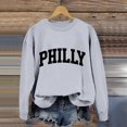 thumbnail image 5 of Womens Fashion Casual Long Sleeve Crew Neck Sweatshirts Printed Pullover Hoodless Sweatshirts Top Light Sweatshirts Women Casual Knit Top Women Zip up Cropped Workout Sweatshirt Drawstring Waist, 5 of 7