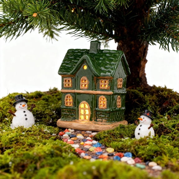 Christmas Village House Light Up Decorations, White Ceramic House Decor with Lights, Light Up Christmas Winter Village Houses for Tabletop Centerpiece Decor
