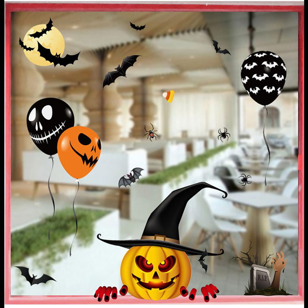 9 Sheet Halloween Window Clings for Glass - Pumpkin Bat Spider Balloon –  Military Steals and Surplus