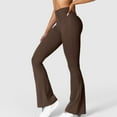 thumbnail image 2 of Women Pants Ladies Scrunch Flare Legging V Back Lift Wide Leg High Waist Gym Workout Yoga Pant Yoga Leggings for Women Brown S, 2 of 7