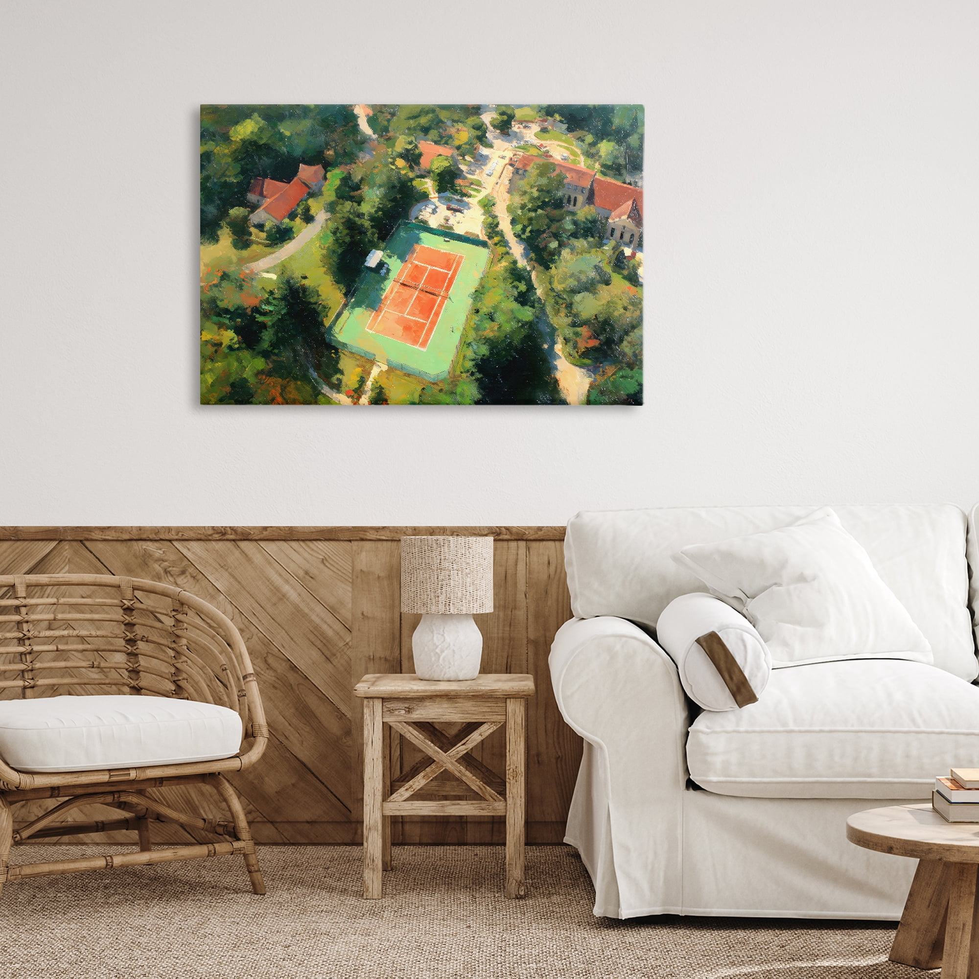 Stupell Industries Aerial Tennis Court Park Canvas Wall Art, design by Petal Prints Design