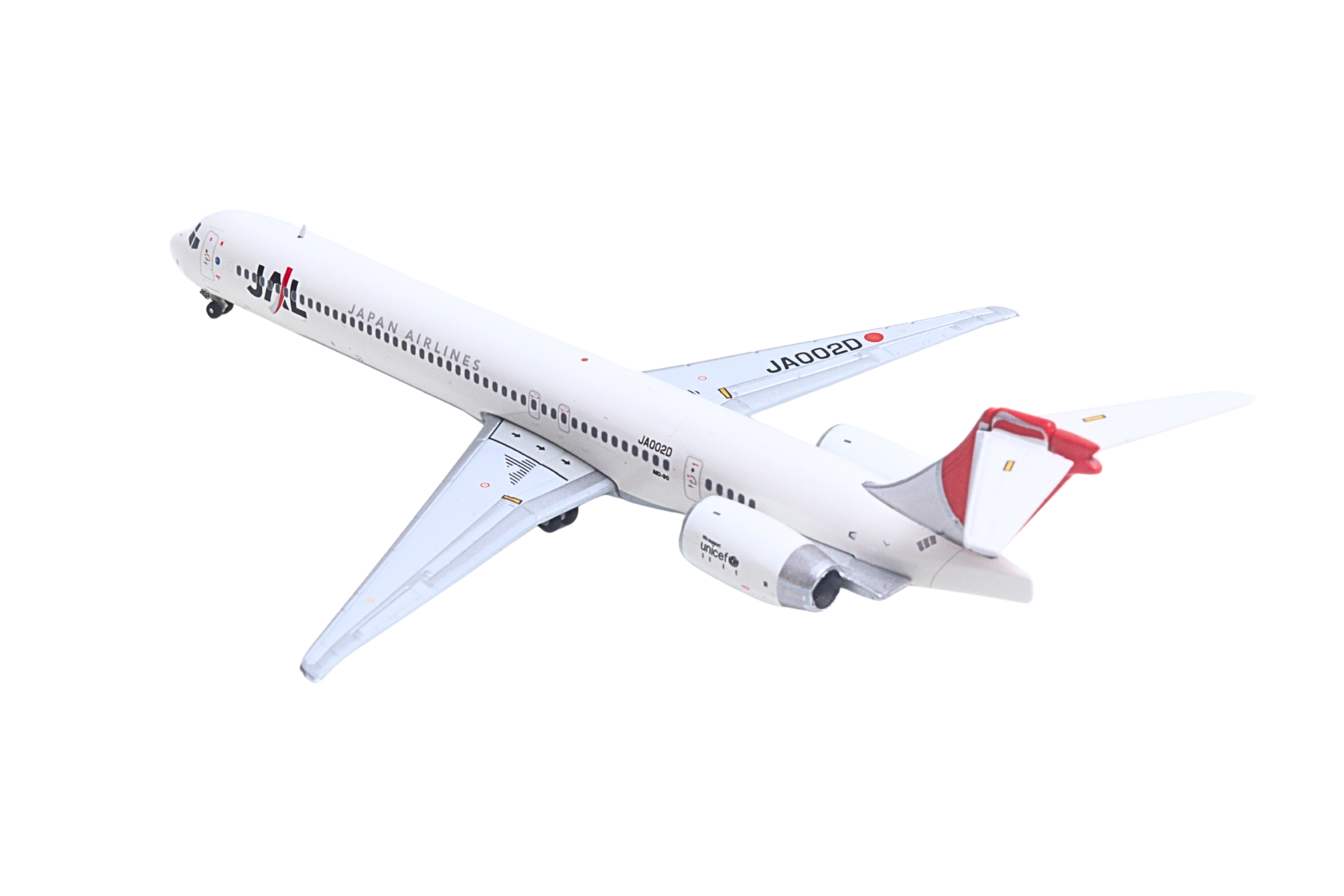 McDonnell Douglas MD-90 Commercial Aircraft "Japan Airines" (JA002D) White with Red Tail 1/400 Diecast Model by GeminiJets