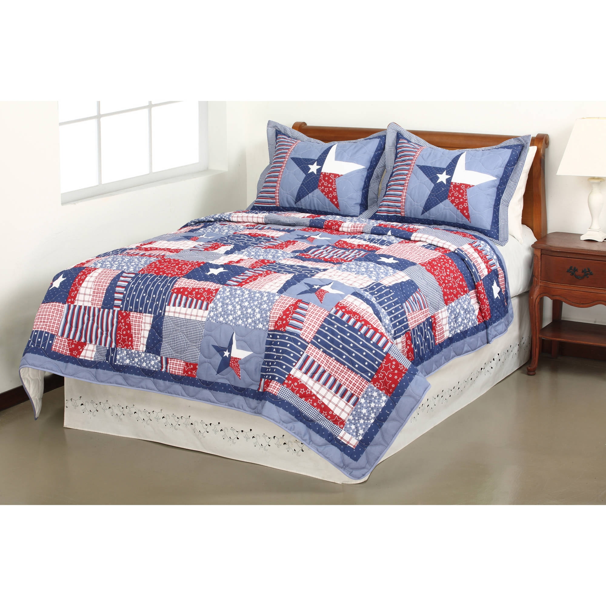 New Mainstays Star & Stripes Quilted King Size Pillow Sham 1 Piece 