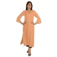 thumbnail image 4 of Moomaya Solid Rayon Kurta For Women bell Sleeve Drawstring Neck Long Ethnic Kurti, 4 of 7