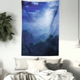 thumbnail image 3 of Fantasy Tapestry, Moonlight Covers the Jungles of Sri Lanka Hazy Rainforest Scenery View Image, Wall Hanging for Bedroom Living Room Dorm Decor, 60W X 80L Inches, Green and Blue, by Ambesonne, 3 of 5