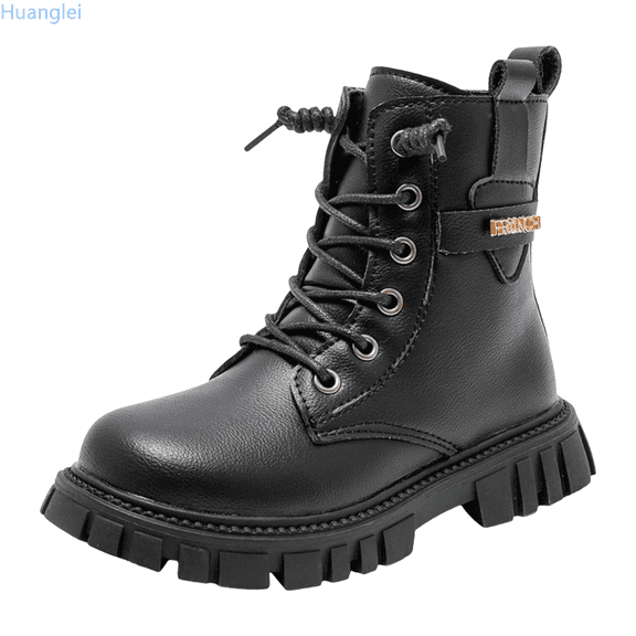 Huanglei Children Shoes Fashionable Flat Boots Comfortable Soft Sole Leather Children Boots Boots Girls Cowgirl Boots 4-4.5 Years