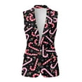 thumbnail image 2 of Uorisanigo Candy Cane Print Women's Sleeveless Vest Jacket with Pockets Blazer Vest for Women with Pockets Button Down Waistcoat Vests Dressy Size XL, 2 of 7