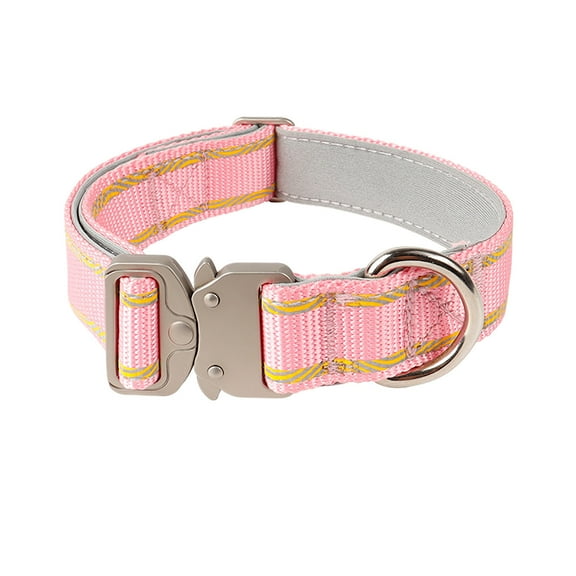 Reflective Nylon Dog Collars Reinforced Heavy Duty Pet Collar With Metal Quick Release Buckle Adjustable For Medium And Large Dogs(28 36cm)1pc