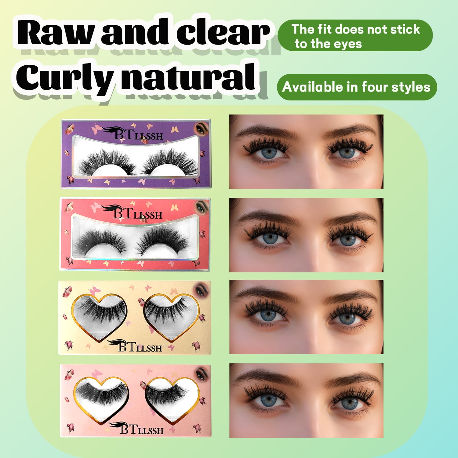 False 24 PAIR 4 Styles Eyelashes Cross Fluffy Natural BTLLSSH