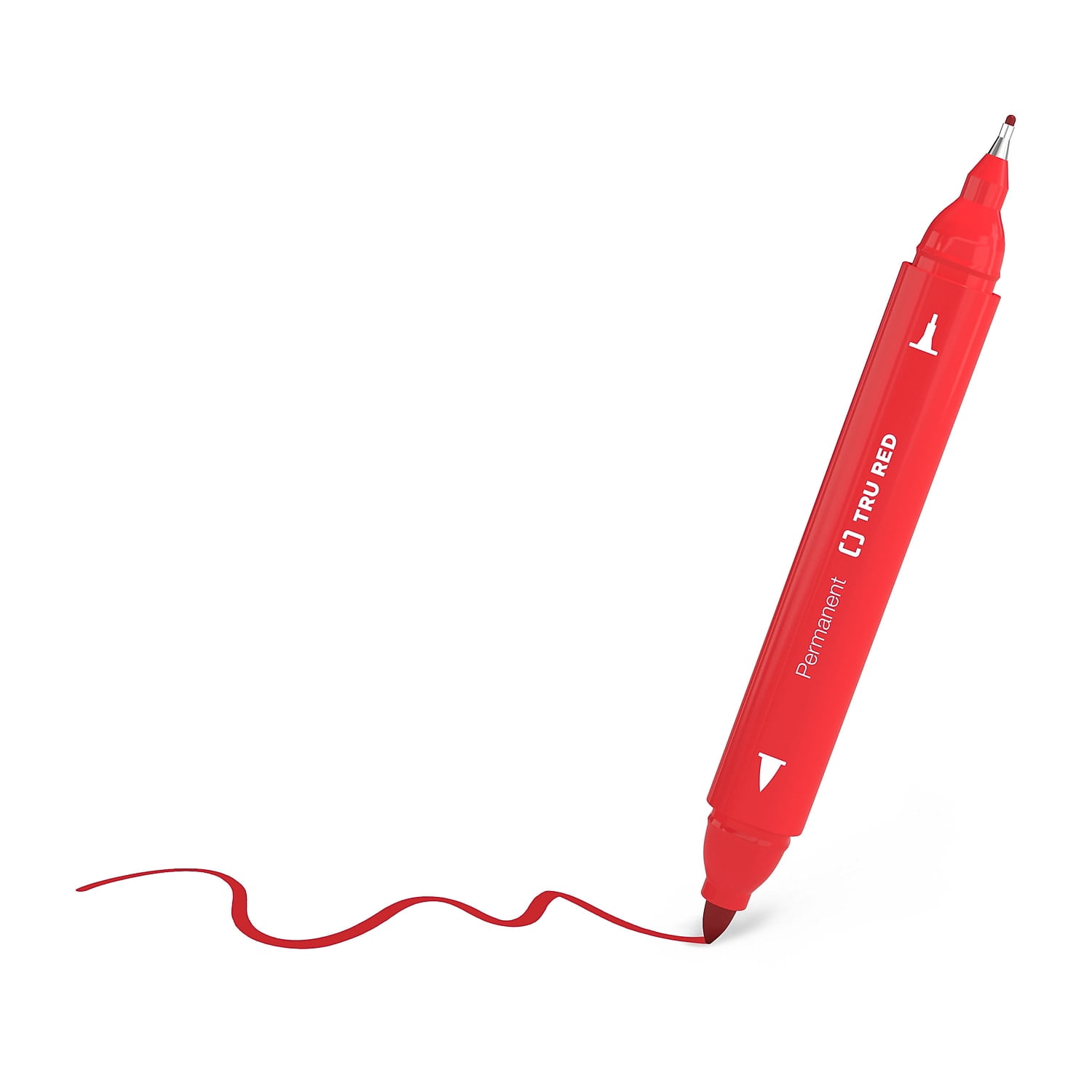 Staples TRU RED Pen Permanent Marker Twin Tip Red Dozen TR57832