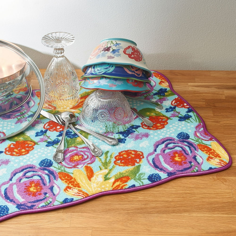 The Pioneer Woman Celia Reversible Fabric Dish Drying Mat, Set of 2