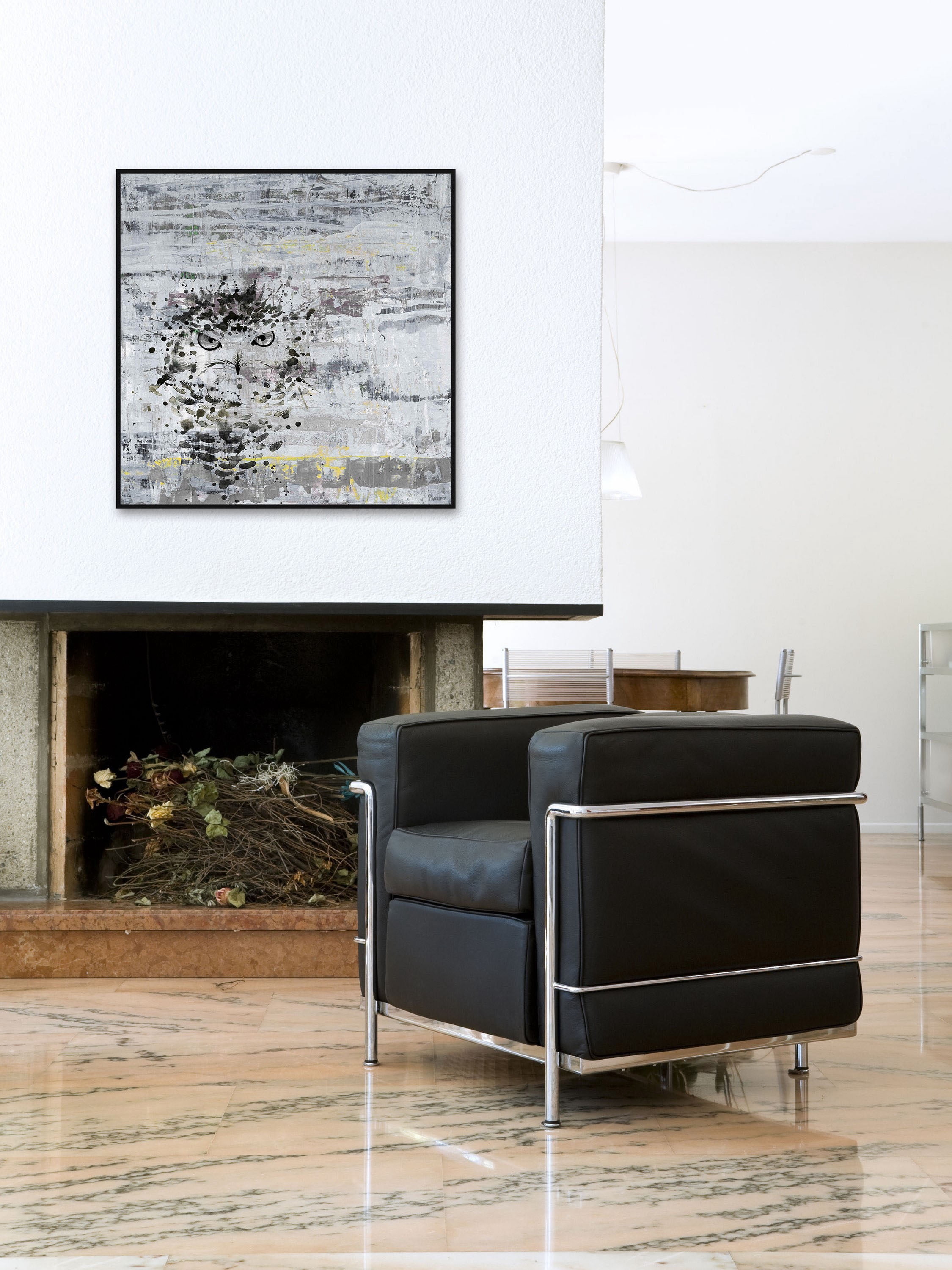 "Angry Owl" Floater Framed Painting Print on Canvas