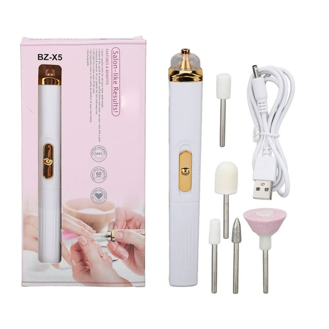 Taladro de uñas eléctrico inalámbrico de 2 velocidades, recargable por USB, portátil, para el cuidado de manos y pies, para pulir, recortar y pulir.