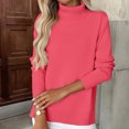 thumbnail image 5 of Womens Turtleneck Sweaters Long Sleeve Casual Soft Knit Loose Fit Basic Fall Pullover Sweater Tops Watermelon Red S, 5 of 6