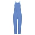 thumbnail image 4 of Virmaxy Women's Fashion Overalls Sleeveless Spaghetti Straps Solid V Neck Jumpsuit With Pockets Wide Leg Overalls For Women Loose Fit Sky Blue XS, 4 of 5