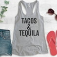 thumbnail image 2 of Tacos & Tequila Tank Top, Ladies Racerback Tank Top, Taco Tank, Tequila Tank, Beach Drinking Tank, Heather Gray, Medium, 2 of 3