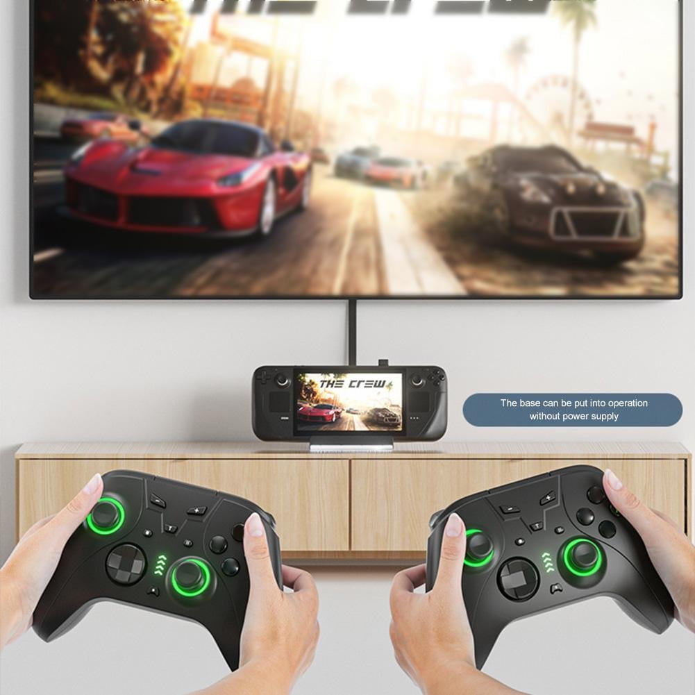Steam Deck Dock with LED Light, 5-in-1 Steam Dock with Gigabit Ethernet, HD 2.0, 2 USB-A, 100W Full Speed Charging Port, Docking Station for Steam Deck Accessories