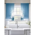 thumbnail image 5 of Summer Sheer Curtains 54 Inch Length 2 Panels for Living Room, Modern Blue Lake Sparkle White Flowers Lotus Voile Kitchen Curtain Set, Luxury Privacy Drapes Window Treatment for Bedroom, 5 of 7