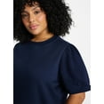 thumbnail image 4 of Terra & Sky Women's Plus Size Sweatshirt with Short Puff Sleeves, Size 0X-5X, 4 of 5