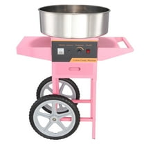 Commercial Cotton Candy Machine with Cart - 1000W Floss Maker - Stainless Steel Bowl - Pink - for Parties, Kids, Home