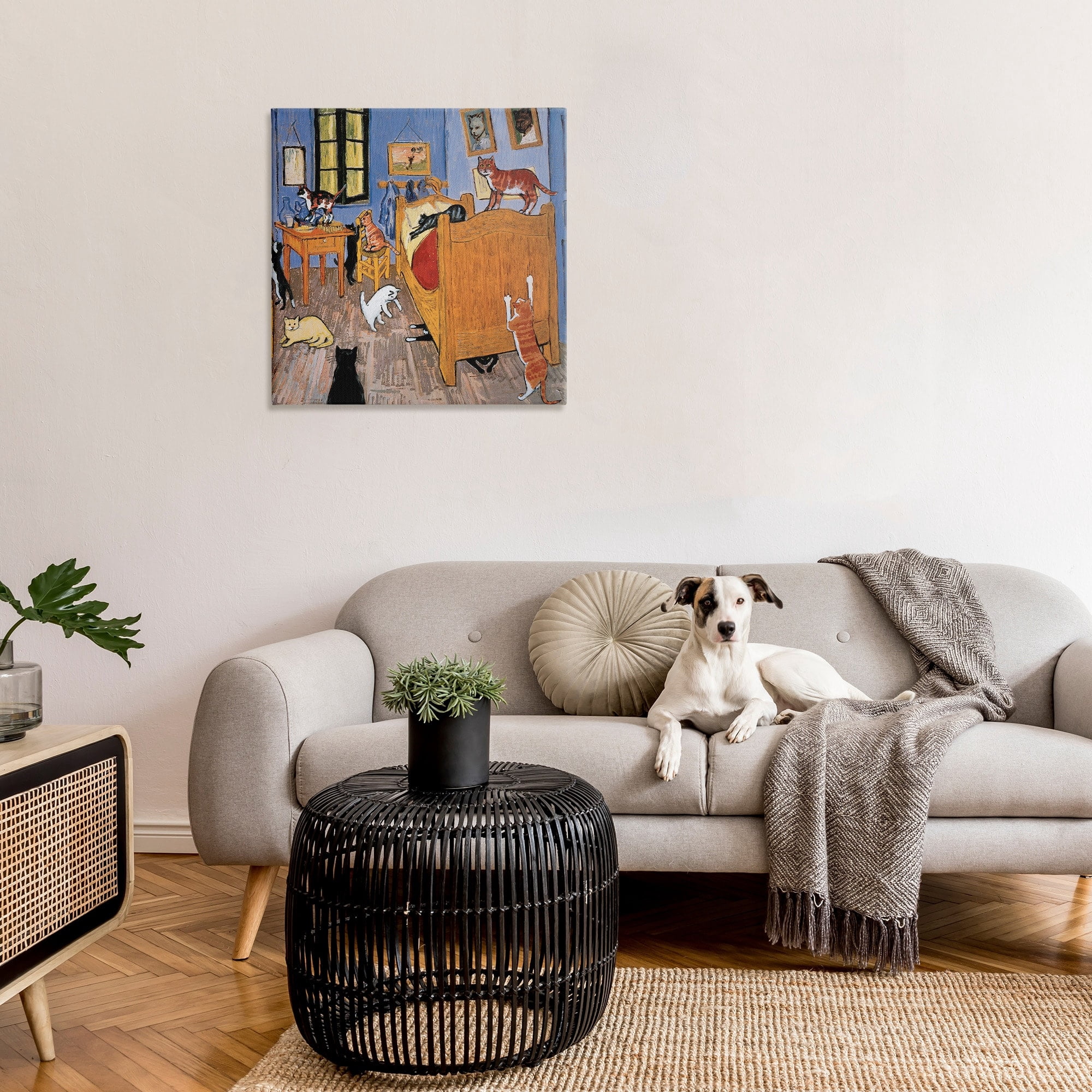 Stupell Industries Cats in The Bedroom Classic Painting Parody,30 x 30,Designed by Chameleon Design, Inc.