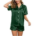 thumbnail image 6 of Kaemgyyd Silk Satin Pajama Set for Women 2 Piece Lounge Outfit Pjs Shorts Matching Summer Sleepwear Button down Shirt Shorts Set, 6 of 7