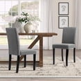 thumbnail image 2 of Vineego Set of 4 Fabric Dining Chairs Mid Century Living Room Chairs Armless Side Chairs with Solid Wood Legs for Kitchen Room, Gray, 2 of 3