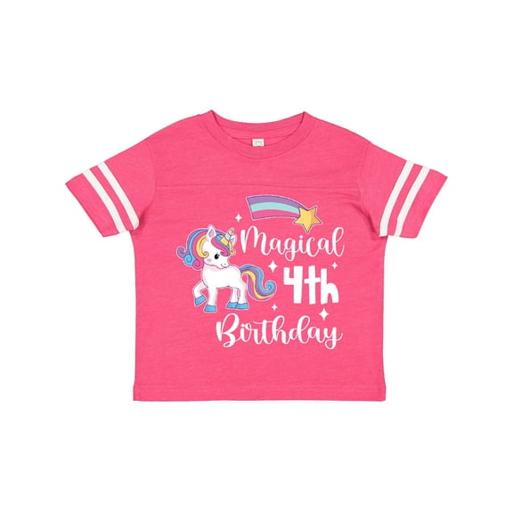 Inktastic Magical 4th Birthday Rainbow Unicorn with Star Boys or Girls Toddler T-Shirt