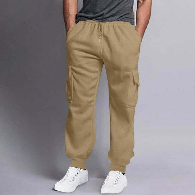 Brown Summer Pants for Men, Polyester Mens Trousers, Mens