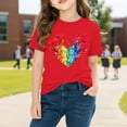thumbnail image 2 of Bovxnpu Girls Short Sleeve T Shirts Kids Summer Tops Fashion Graphic Cotton Tshirt For Kids Casual Tees, 2 of 9