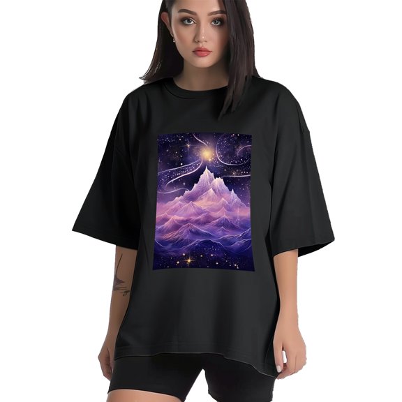 Plus Size Shirt for Women Black Tops for Women Short Sleeves Shirt for Women Mountain T Shirt Crewneck Shirt for Women XS