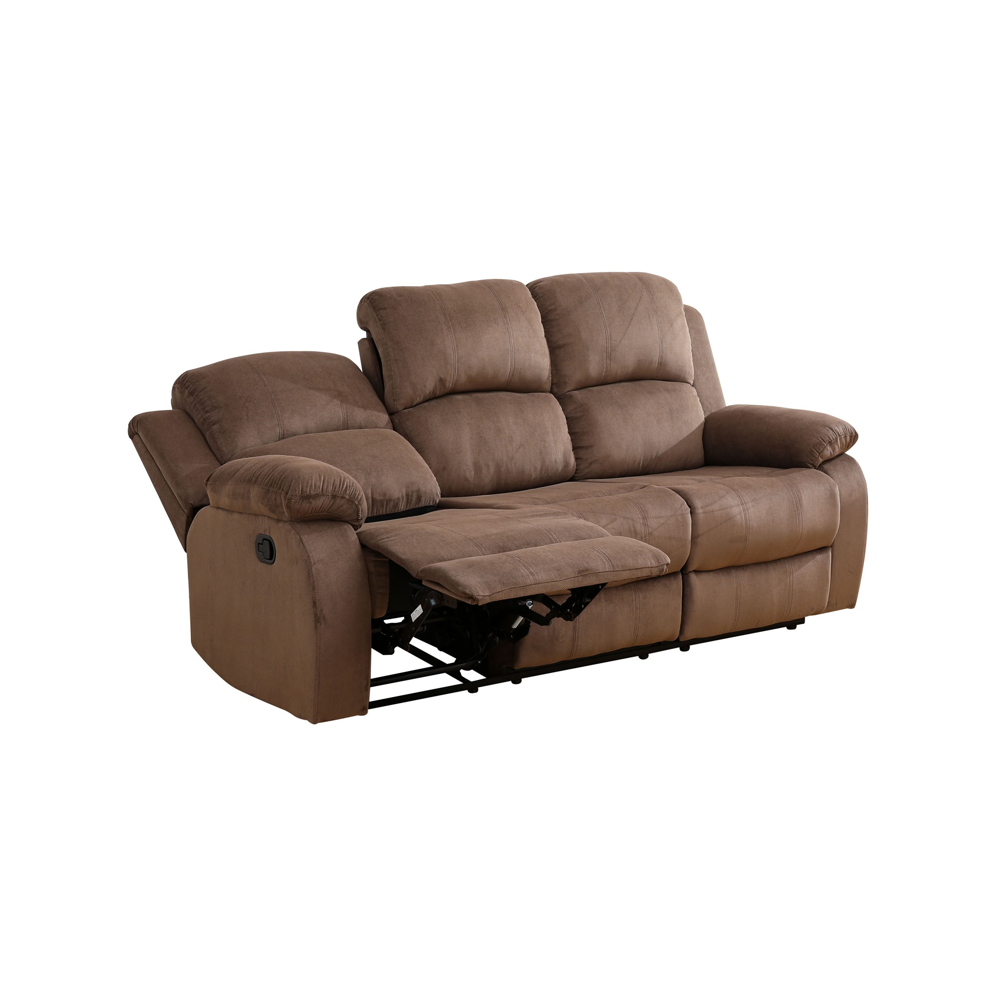 MAYEERTY 3-Seater Recliner Sofa, Non-Spinning Fabric with Reversible Coffee Table for Family Living Room