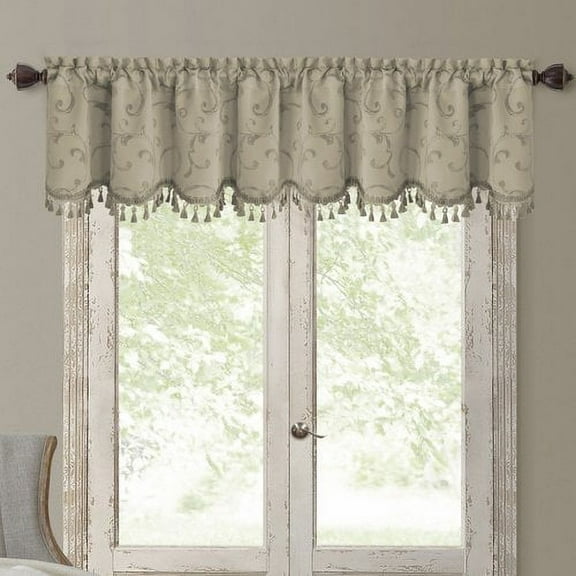 Single Window Curtain Drape or Single Valance - Blackout - Energy Efficient - Room Darkening - Rod Pocket Jacquard Woven