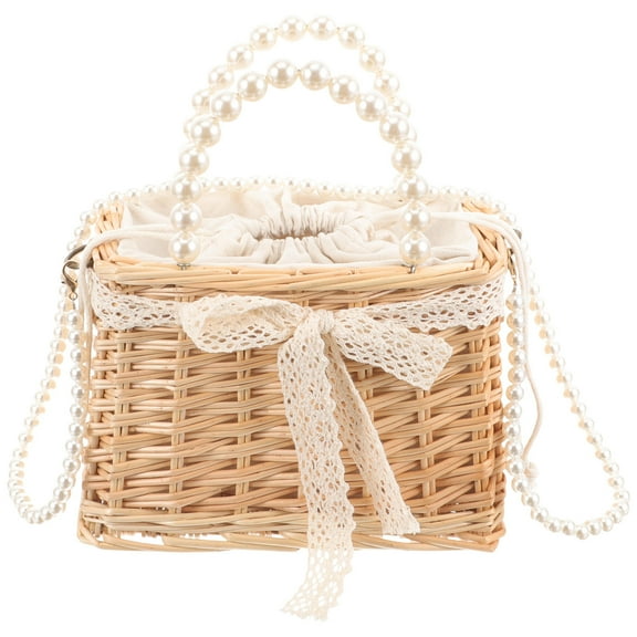 SWETRACE Women Beach Bag Woven Handbag Beige 1Set Crossbody Use Style