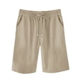 thumbnail image 4 of RYRJJ Cotton Linen Shorts for Women Knee Length Plus Size Summer Casual Beach Elastic Waist Drawstring Comfy Trendy Shorts(Beige,5XL), 4 of 5