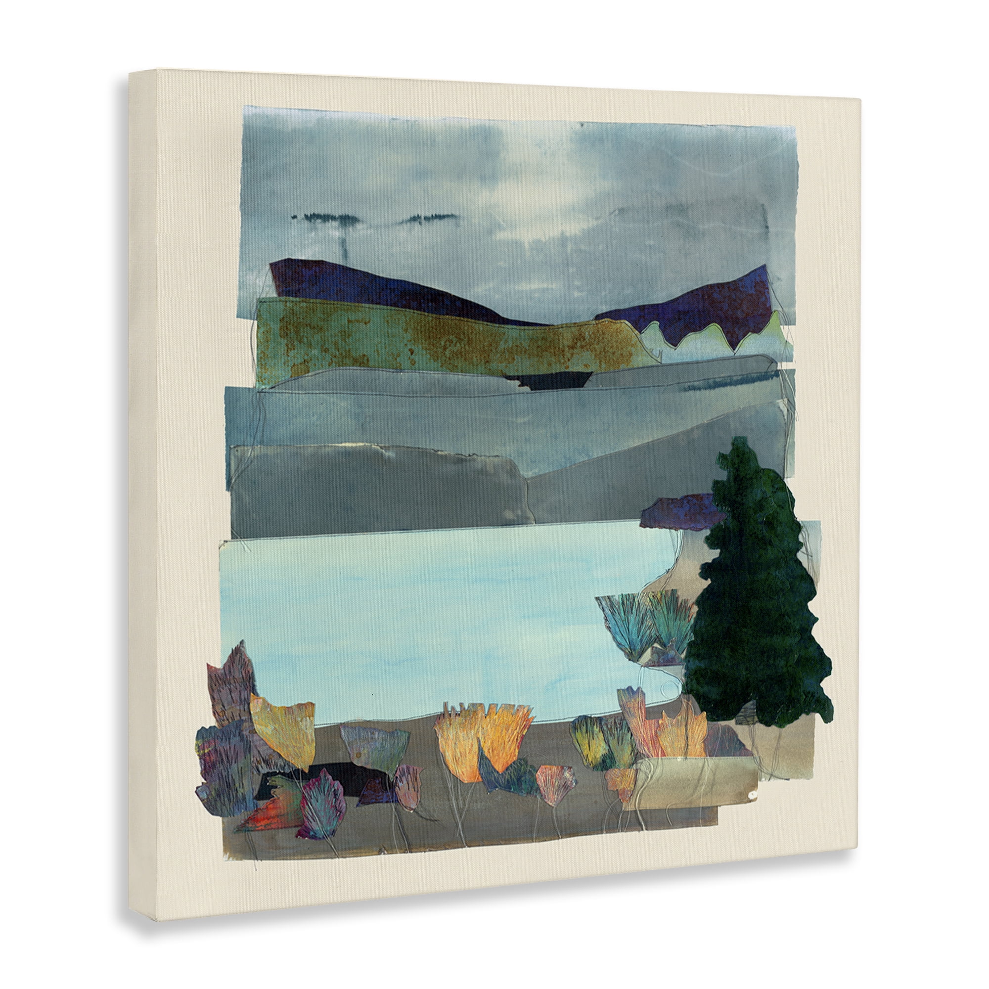 Stupell Industries Abstract Lake View Scene Abstract Painting Wrapped Canvas Art Print Wall Art, 24 x 24