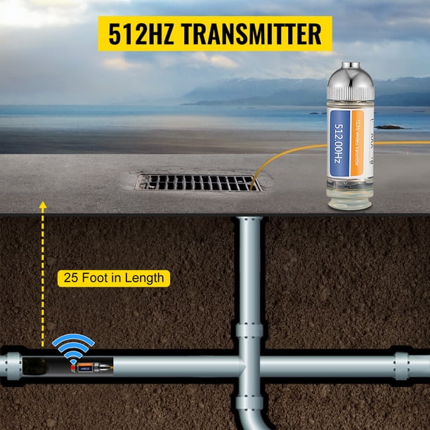 VEVOR 512HZ sonda localizador de drenaje rígido 512 Hz plateado