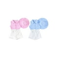 thumbnail image 4 of Aojekbee Kids Girl Summer Outfits Stripe Turn-Down Collar Shirts Sleeveless Tank Tops Bowknot Shorts Sun Hat 3Pcs Clothes Set, 4 of 10