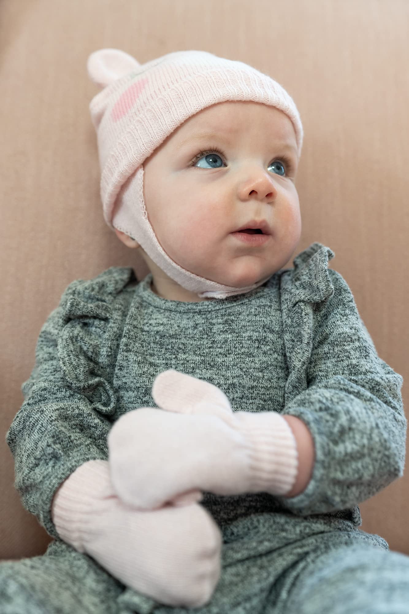 Baby Essentials Stretch Knit Fleece Insulated Trapper Hat with Pom
