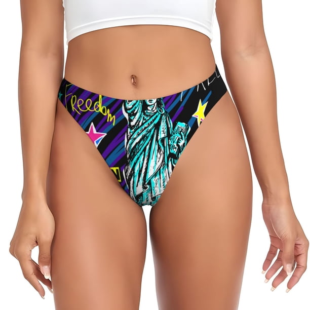 Balery New York City Tangas de Algodón para Mujer con Estampado – Ropa Interior Sexy, Transpirable, G-string-Small