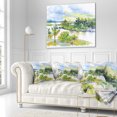 thumbnail image 2 of Designart Autumn Forest and Lake Watercolor - Landscape Printed Throw Pillow - 18x18, 2 of 4