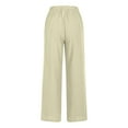 thumbnail image 4 of biudgviw Beach Pants for Women Loose Elastic Waisted Plain Pants Fall Baggy Straight Wide Leg Vacation Pants with Pockets, 4 of 5