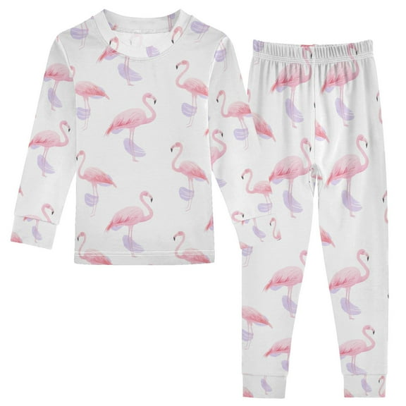 joogoo Flamingos Watercolor 2 Piece Long Sleeve Tee and Pants Cotton Pajama Set 5Y