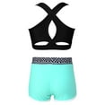 thumbnail image 2 of Zaldita Kids Girls 2Pcs Sports Workout Swimming Outfits Criss Cross Back Tank Top with Athletic Dance Geometric Black 12, 2 of 7